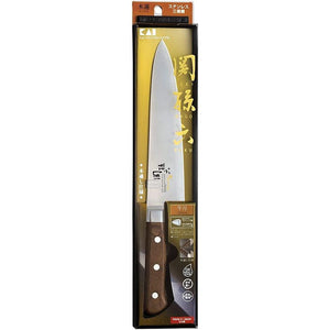 KAI Seki Magoroku Mokuren Gyuto Knife, 180mm, showcasing a stainless steel blade to suit home cooks and culinary enthusiasts