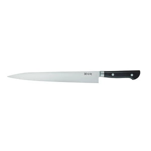 Kiya Carbon Steel Sujihiki Japanese Carving Knife 270mm, sharp carbon steel blade, ideal for meat and fish slicing.