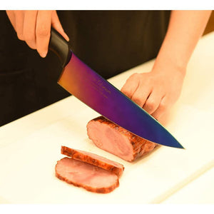 Close-up of Sumikama Kasumi Titanium Knife 200 mm, opal‑tone finish showcasing blade detail