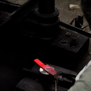 Close-up of Takamura Hamono DP Gold Deba Knife 150mm, featuring sharp stainless steel blade for clean cuts