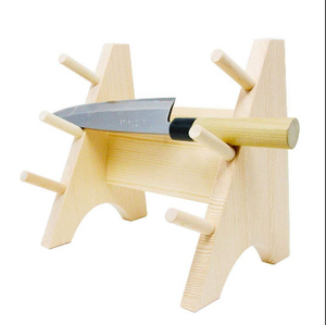 Wooden Yamacoh Katana-Style Knife Rack 10301, crafted in Japan, perfect for knife storage and display