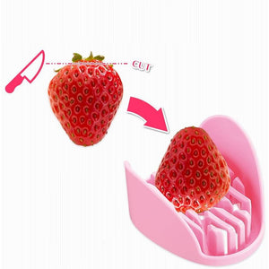 Shimomura Strawberry Cutter Multi-Purpose Fruit Slicer with easy-press design, perfect for snacks and dessert prep
