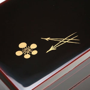 Isuke Two-Tier Lacquered Bento Box Red, elegant Japanese lunchbox perfect for work or home meals