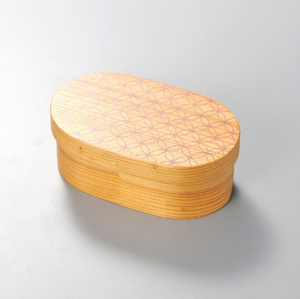 Wooden Isuke Bento Box with Shippo pattern offering eco-friendly elegance for everyday meals.