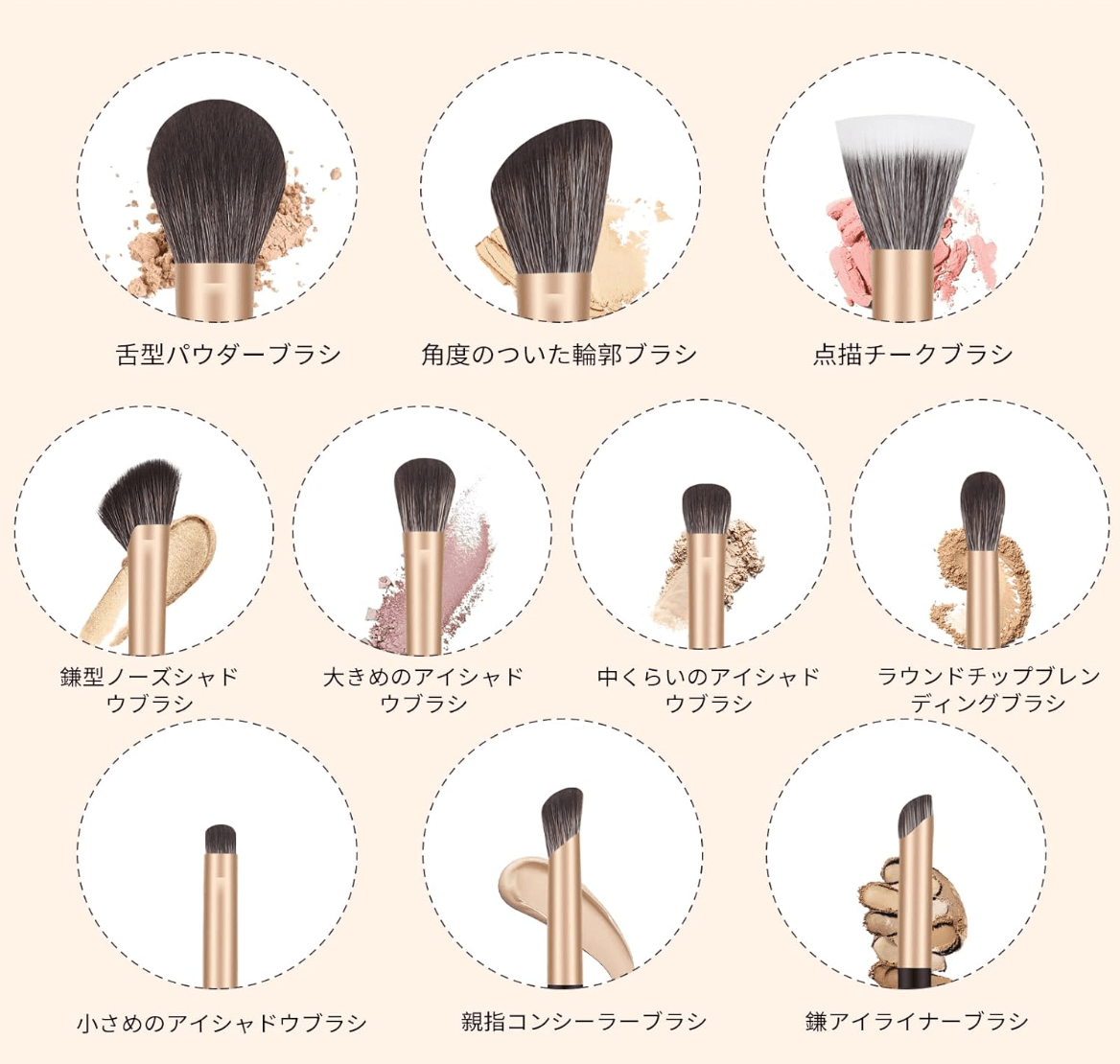 MSQ Makeup Brushes Set of 10 with Makeup Pouch