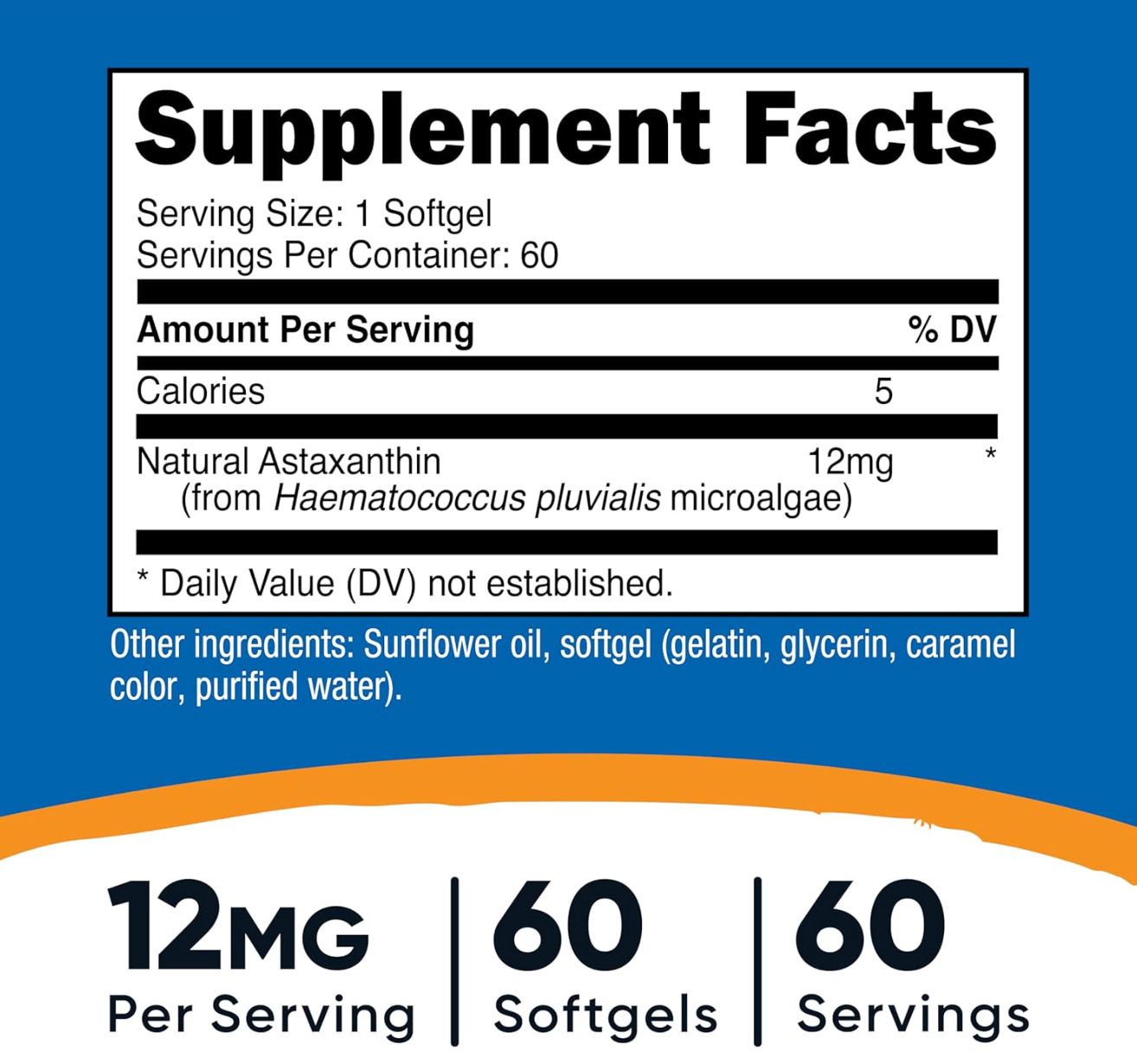 Nutricost Astaxanthin 12mg 60 Soft Capsules - YOYO JAPAN