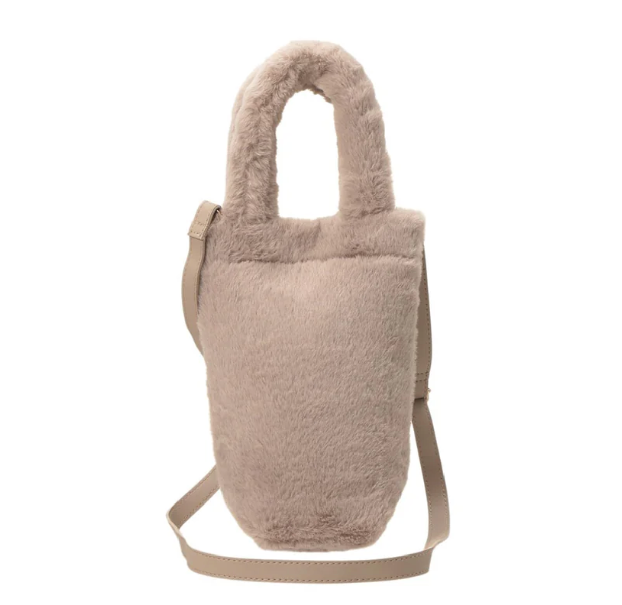 Starbucks Holiday 2025 Bottle Shoulder Fur Bag In Beige