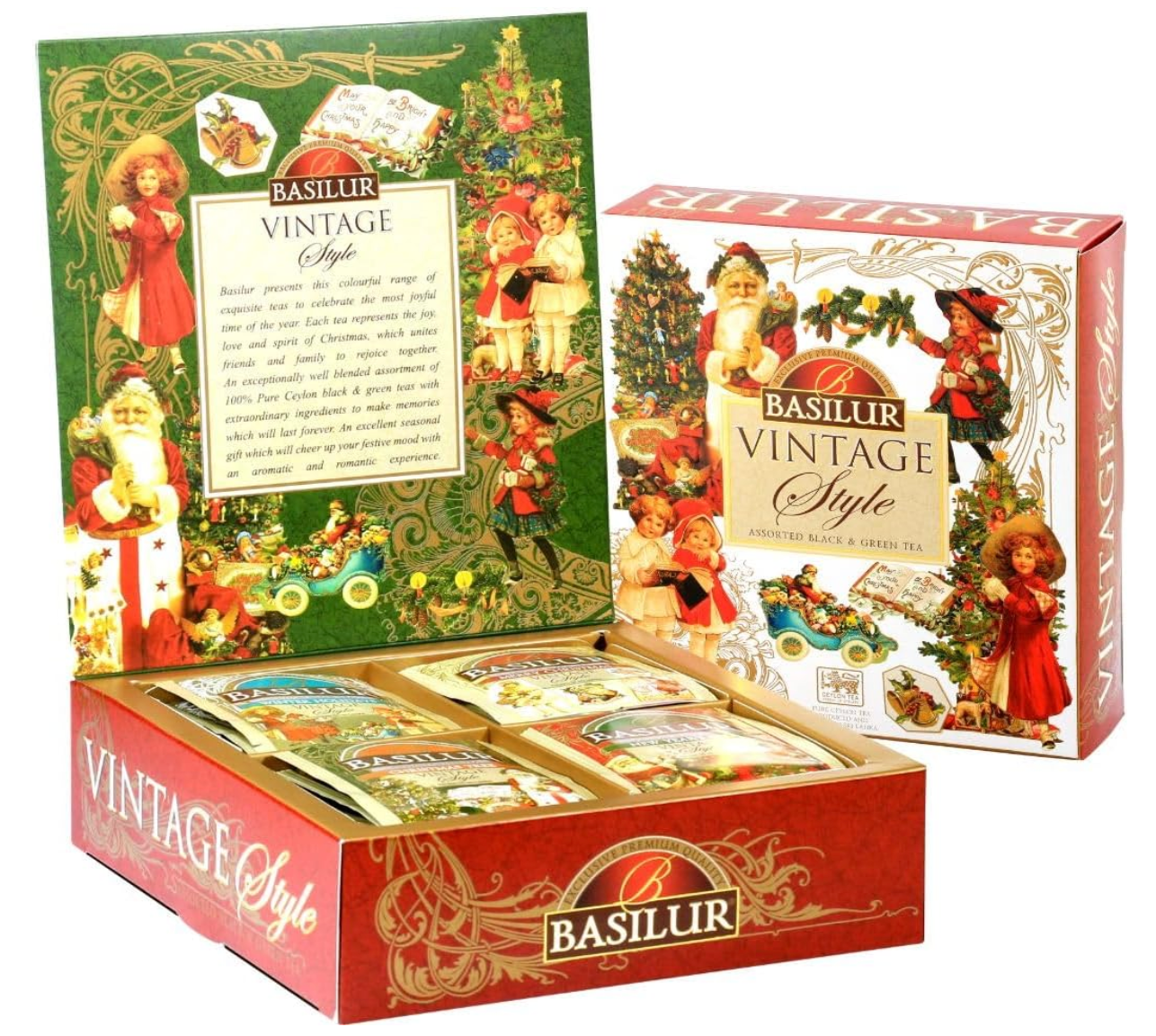 Tea Basilla Tea Vintage Christmas Tea Bag Assortment, 4 Types
