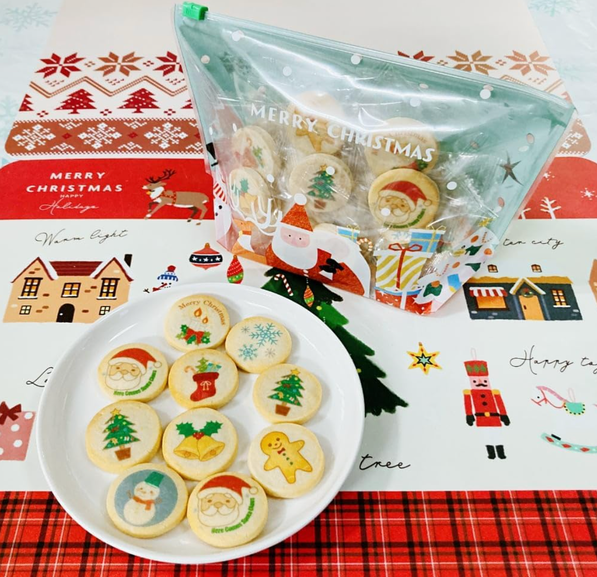 Arikataya Christmas Mini Printed Cookies, Individually Packaged, 30 Pieces