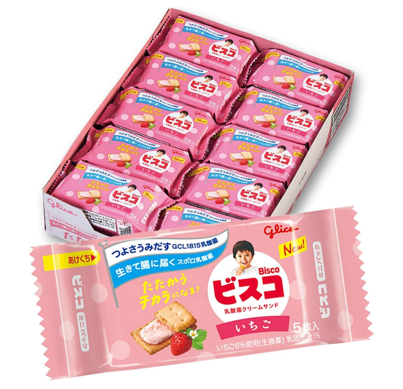 Ezaki Glico Bisco Mini Pack (Strawberry) 5 pieces x 20 packs