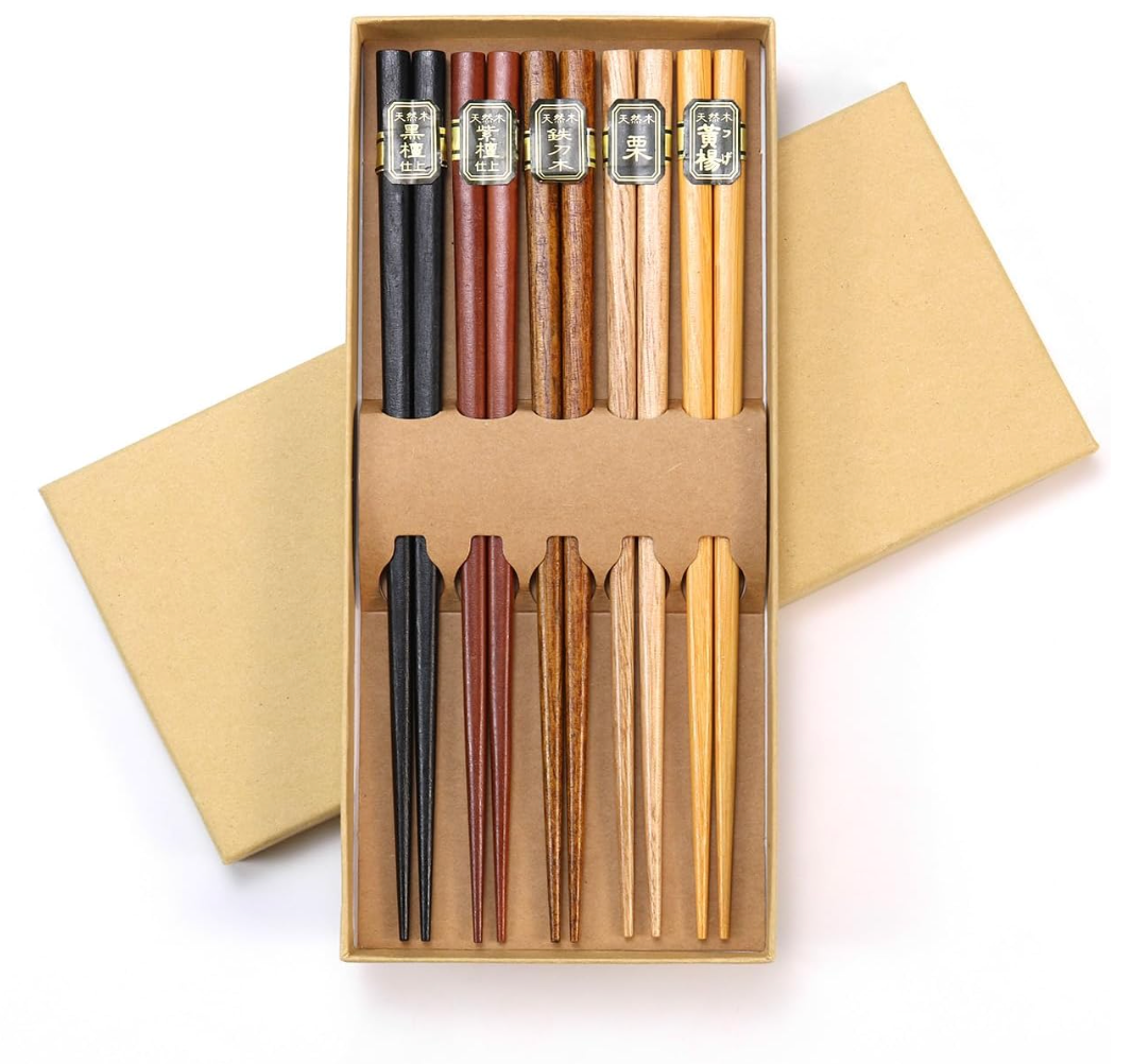 YOSHIKI SDGs YK-C5 Wooden Chopsticks Set of 5 Pairs Chopsticks in 5 Colors