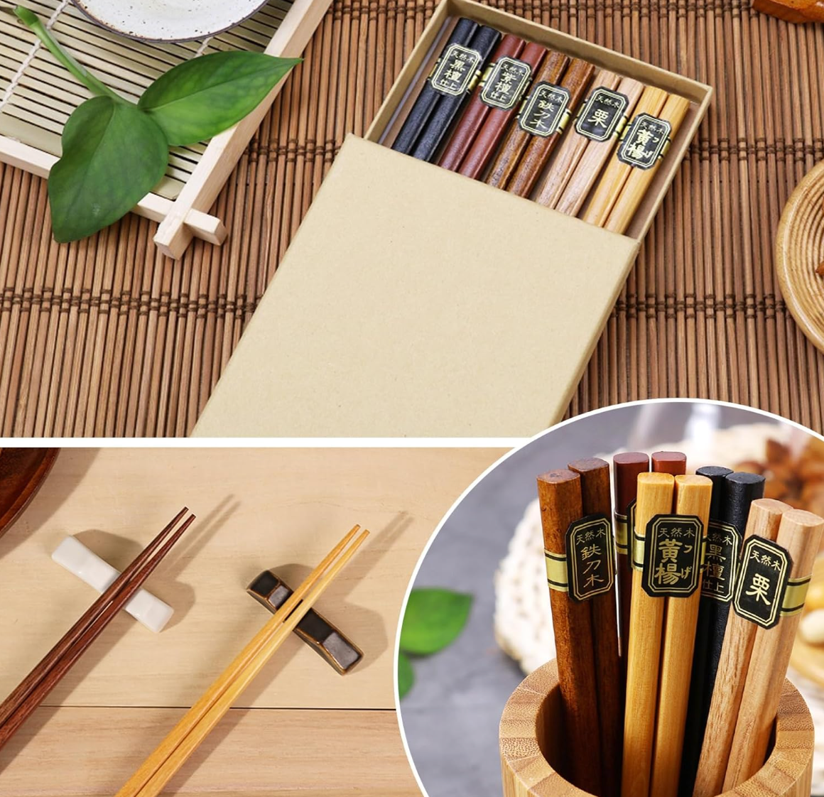 YOSHIKI SDGs YK-C5 Wooden Chopsticks Set of 5 Pairs Chopsticks in 5 Colors
