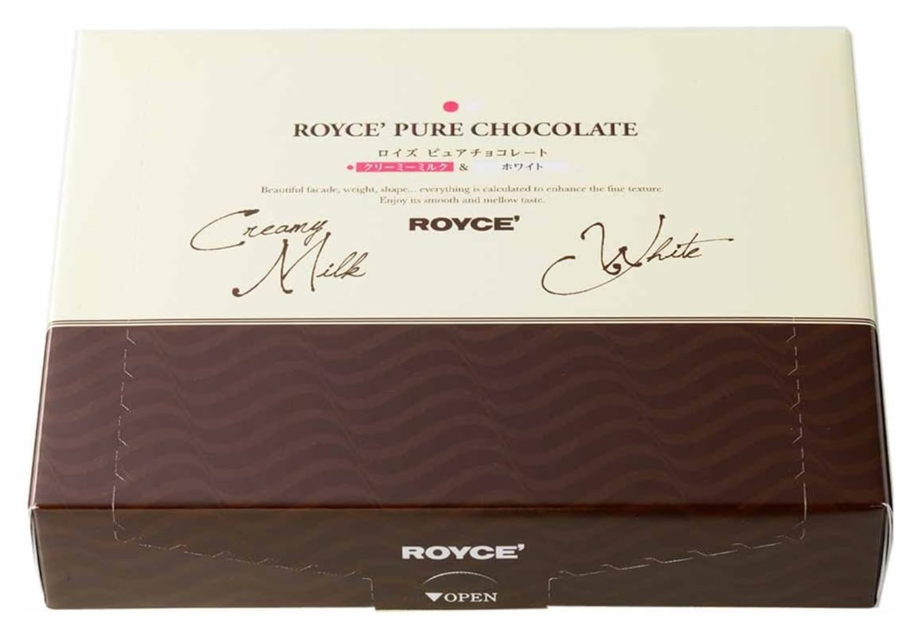 ROYCE' Pure Chocolate Box (280g), Creamy Milk & White, 40 Pieces