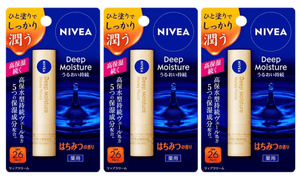 Nivea Deep Moisture Lip, Honey Scent, Quasi Drug, Pack of 3