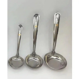 Large Stainless Steel Metal Soup Ladle with Hook, designed for home and professional kitchens