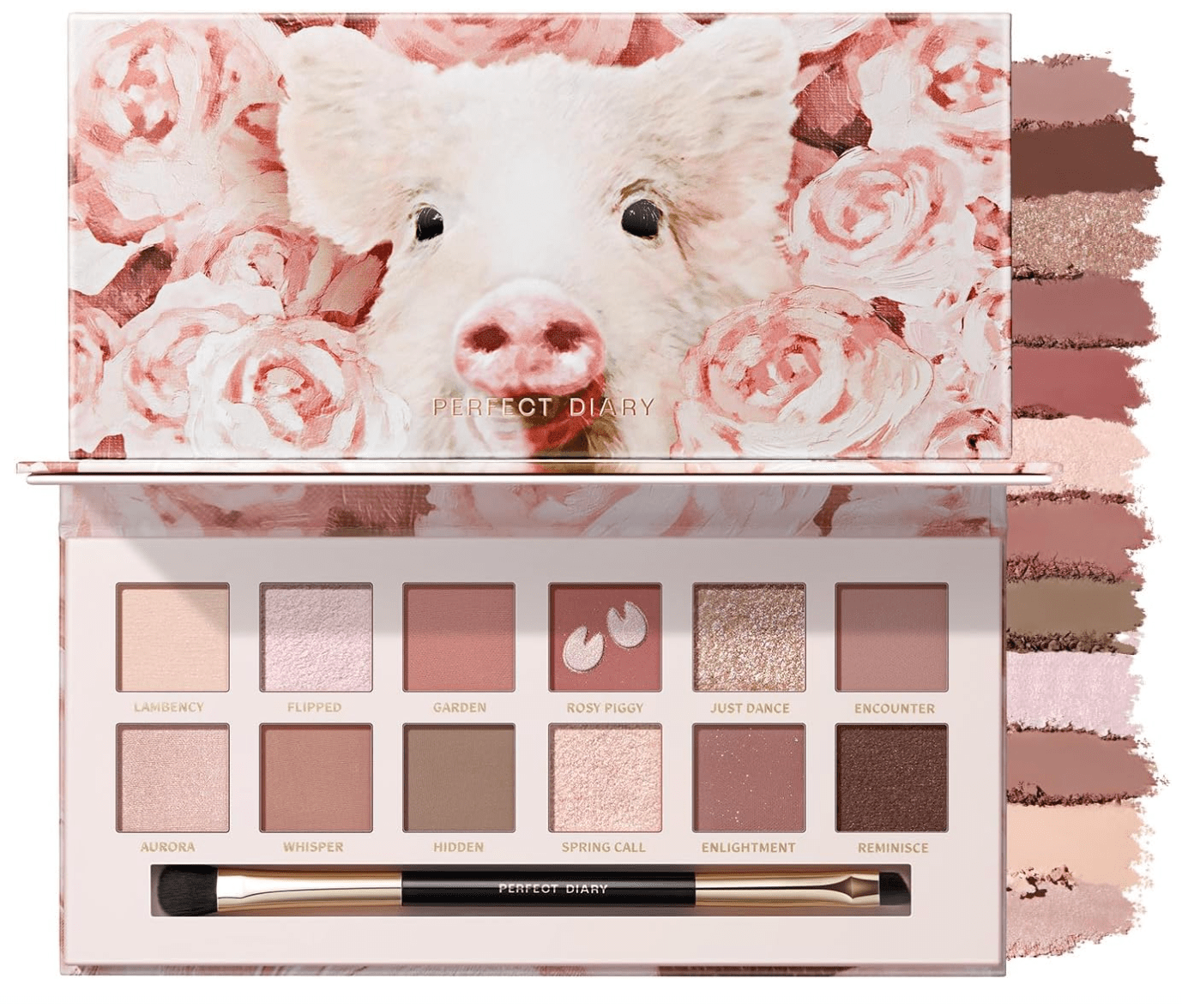 PERFECT DIARY Animal Eyeshadow Palette (1.2 g) x 12 Colors (Rose Pink)