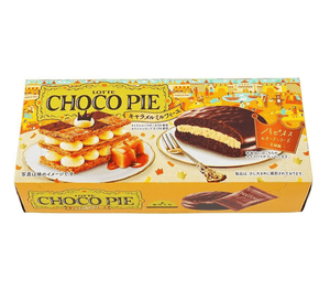 Lotte Choco Pie Caramel Mille-Feuille, 6 pcs, layered chocolate pie ideal for daily snacks