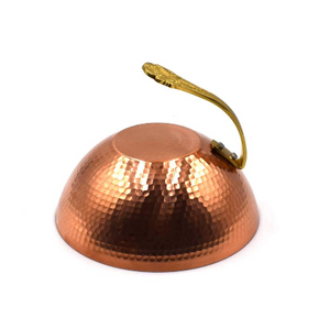 Close-up of Marushin Hammered Copper Food Cover 27cm showing traditional hammered texture