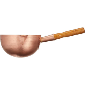 Close-up of 6L Marushin Hammered Copper Saucepan showing textured copper finish for even cooking
