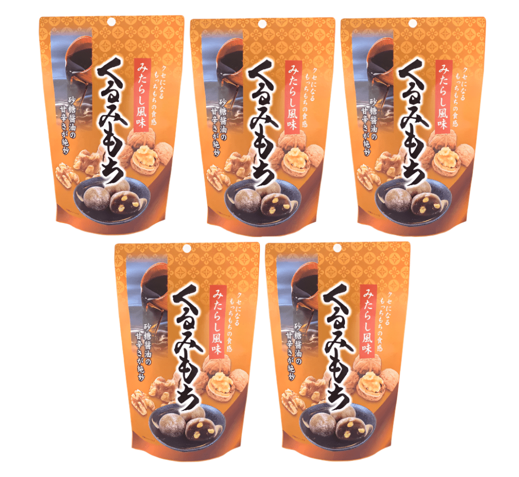 Seiki Bite Sized Daifuku Mochi Snack Mitarashi Walnuts Flavor 110g (Pack of 5)