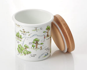 Skater 750Ml Disney Winnie The Pooh Enamel Canister Wood Lid Japan Enc8 - A