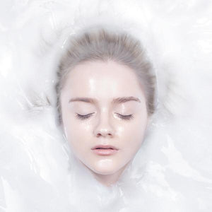 Close-up of White Facial Sheet Mask by Lululun, Pack of 5, featuring hyaluronic acid for hydration