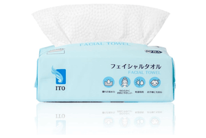 Close-up of ITO Facial Towels, 60 Sheets, featuring premium fibers for soft cleansing