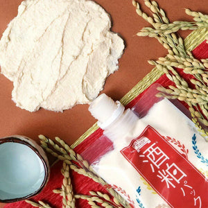 Close-up of PDC Wafood Made Sake Lees Face Pack 170g, featuring fermented rice essence for brightness