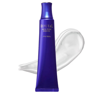 Close-up of Shiseido Revital Neck Zone Essence, 75g, featuring NS Revitalizer for firmness