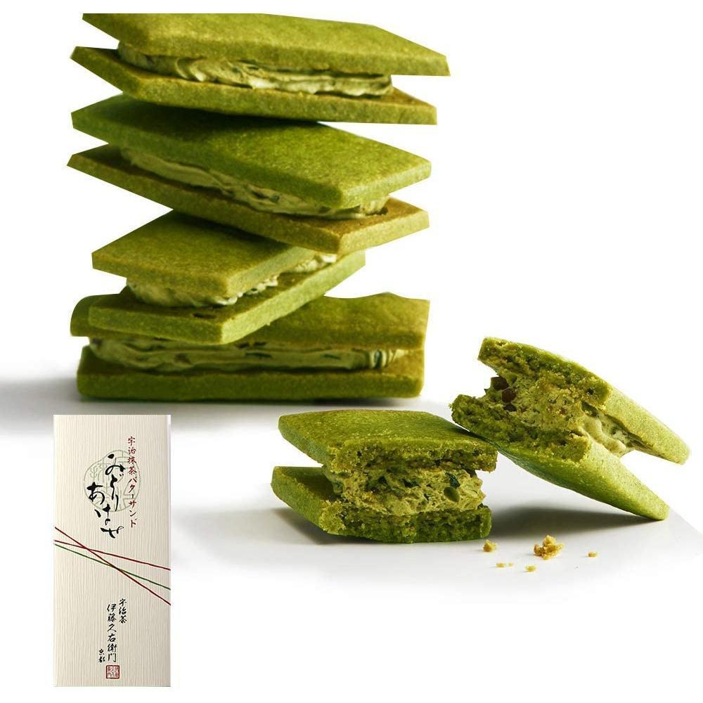 Itohkyuemon Uji Matcha Butter Sand Biscuit, 5 pieces, rich matcha cream filling, ideal for tea time