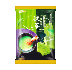 Montoile Uji Matcha Baumkuchen Thick-Cut Japanese Cake 8 Pieces, showcasing soft layers ideal for snack time