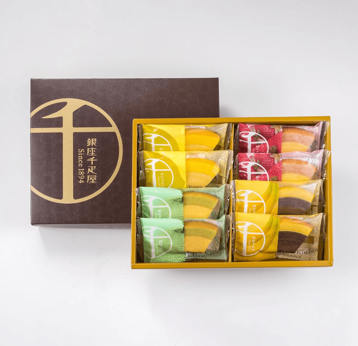 Ginza Sembikiya Ginza Fruit Kuchen A Pack of 8, assorted fruit cakes, ideal for gifting