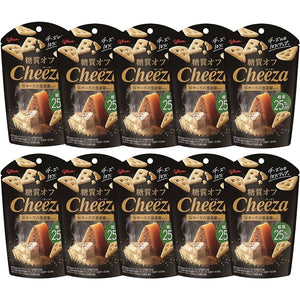 Glico Cheeza Low Carb Black Pepper Double Cheese Crackers 36g (Pack of 10), double cheese blend, ideal for sophisticated snacking