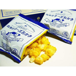 Yoshimi Hokkaido Cheese Okaki Cheesy Rice Crackers in 102g, crispy glutinous rice base, perfect for portable treats