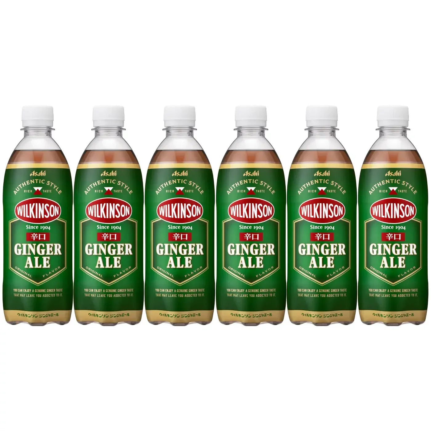 Asahi Wilkinson Dry Ginger Ale, 500ml, Pack of 6 Bottles, zesty flavor, ideal for refreshing drinks