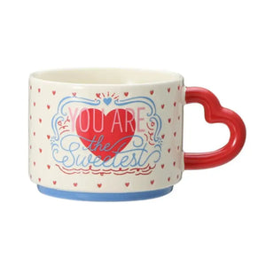 Starbucks Valentine 2022 Stacking Mug Heart Handle White 355ml - Japanese Mugs Home