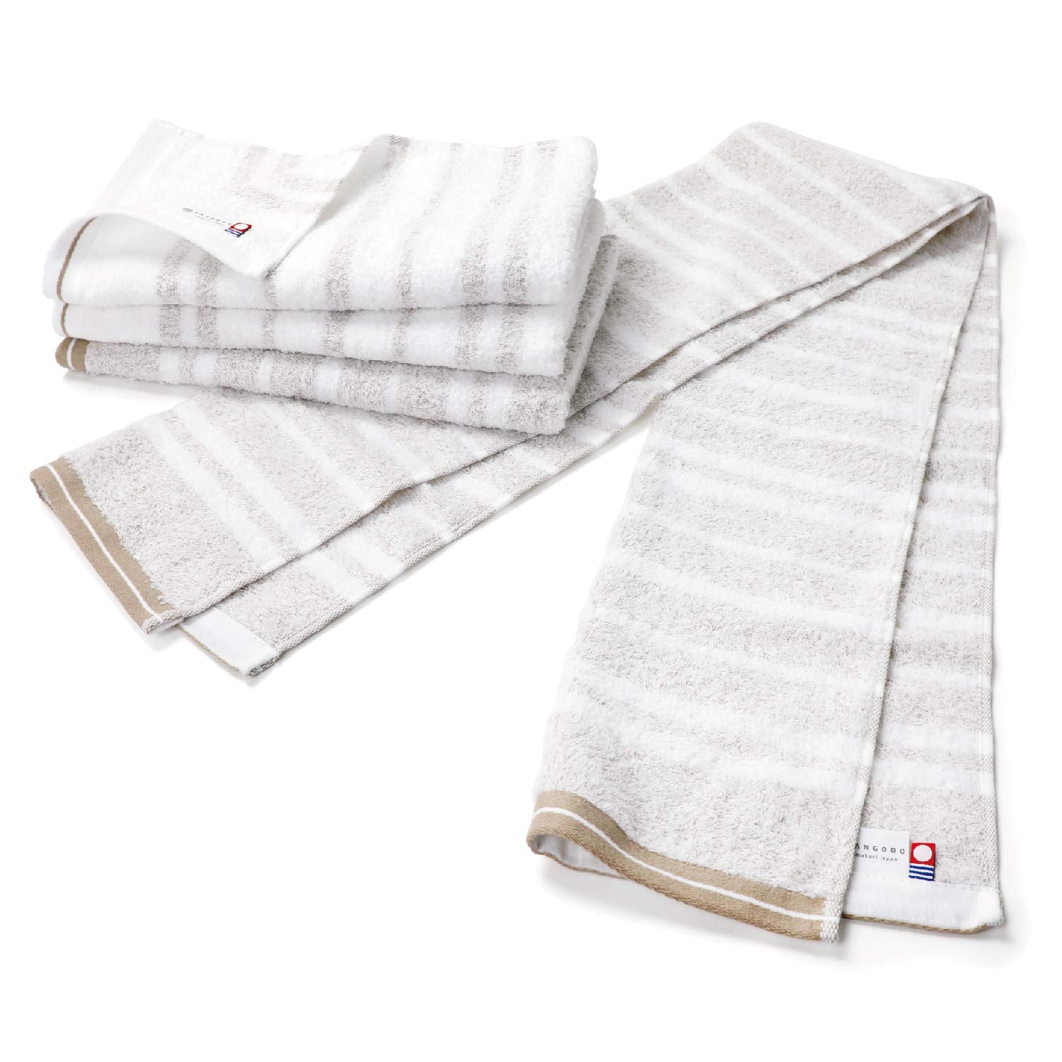 Tangono Imabari Towel Set Of 4 34X120Cm Japan Soft Beige X Cork Beige Quick Dry Skin Care Gift