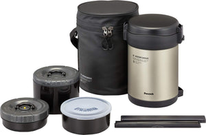 The - Peacock 1.8L Black Stainless Steel Lunch Jar W/ Pouch Arl - F18 B - Japan