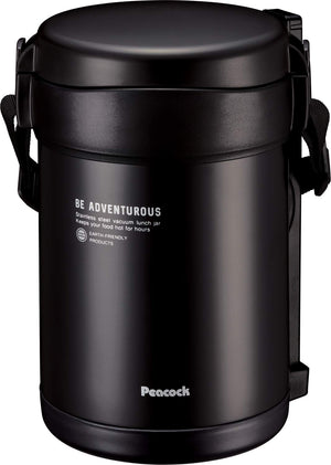 The - Peacock Japan 1.8L Matte Black Stainless Steel Lunch Jar Arl - 18 Bd Thermal Insulation