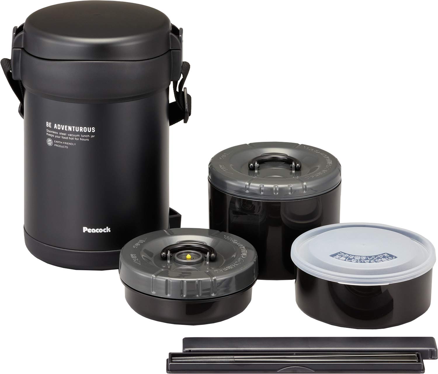 The - Peacock Japan 1.8L Matte Black Stainless Steel Lunch Jar Arl - 18 Bd Thermal Insulation