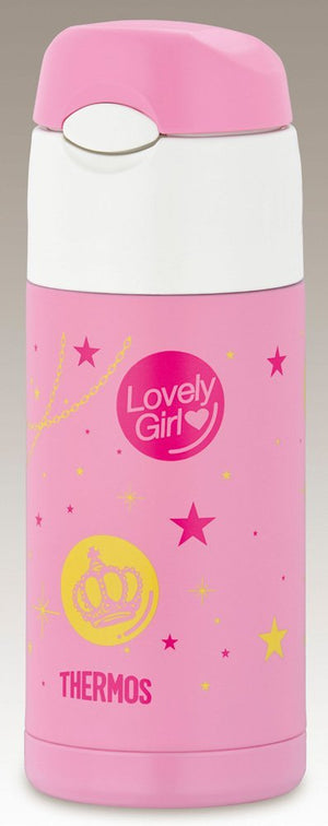 Thermos 0.36L Pink Vacuum Insulated Straw Bottle One - Touch Open Type Ffi - 400F