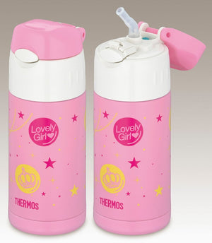 Thermos 0.36L Pink Vacuum Insulated Straw Bottle One - Touch Open Type Ffi - 400F
