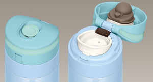 Thermos 0.45L Blue Water Bottle Vacuum Insulated Mobile Mug Japan One Touch Open Type Jns - 450Bl