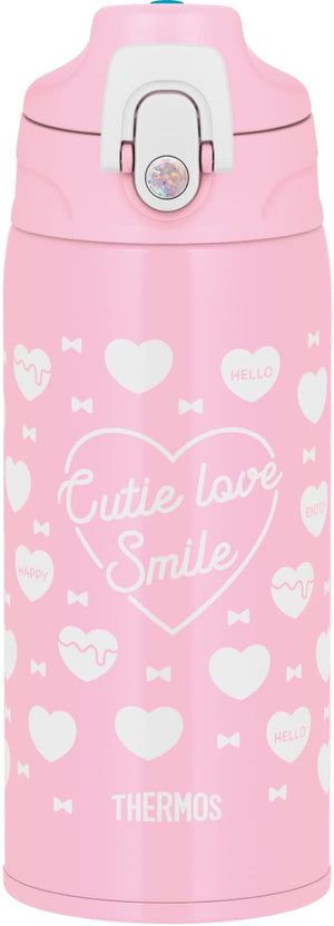 Thermos 0.63L Vacuum Insulated Water Bottle for Children Pink/White Direct Drinking with Cup Ideal for School