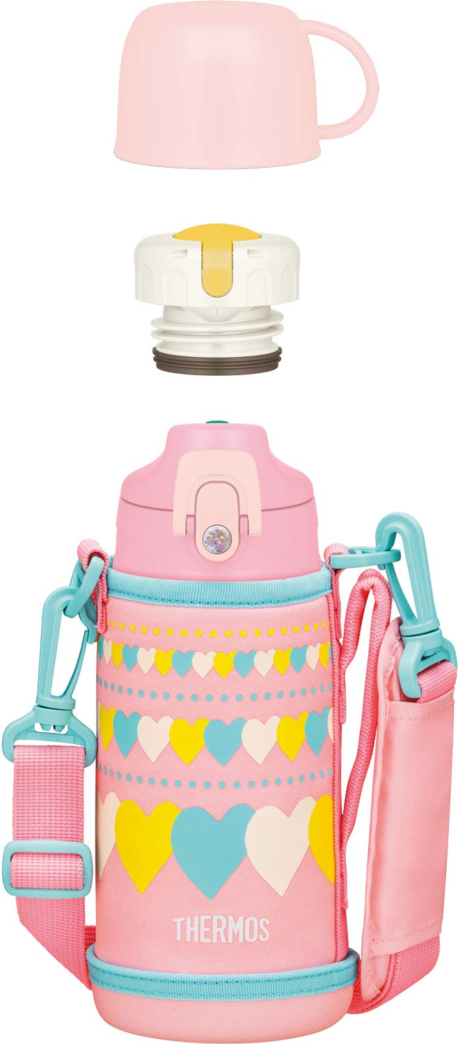 Thermos 0.63L Water Bottle Pink Heart Vacuum Insulated 2 - Way Bottle - Fjj - 600Wf Pht