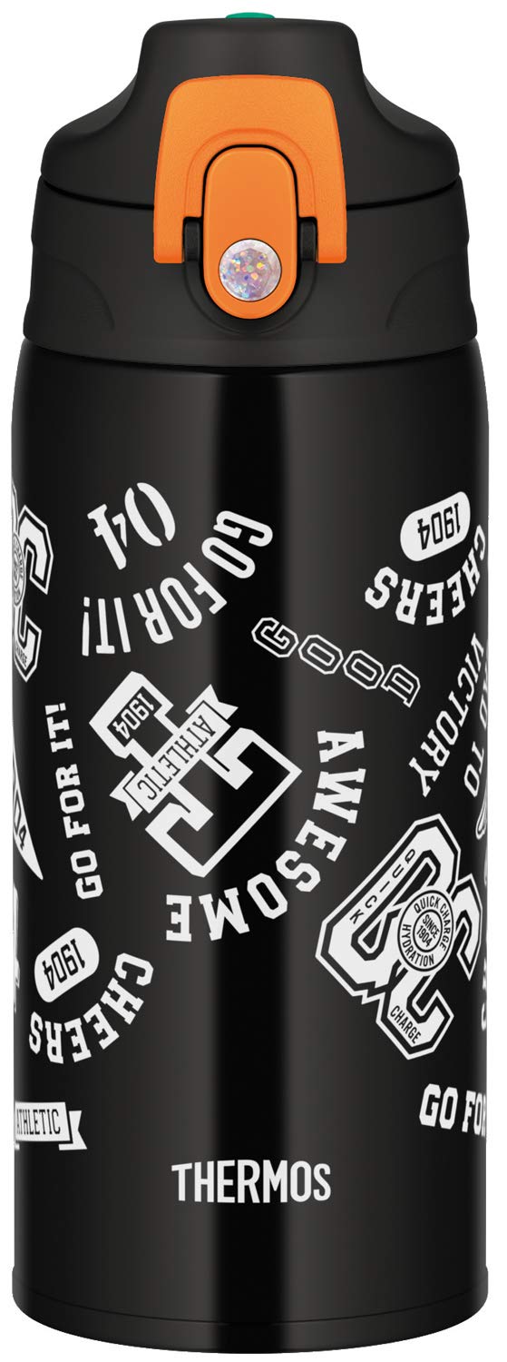 Thermos 0.6L Vacuum Insulated Water Bottle 2 - Way Design in Black and Orange Fjj - 600Wf Bkor