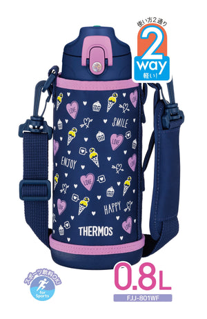 Thermos 0.8L Vacuum Insulated Water Bottle for Children in Navy Purple Fjj - 801Wf Nvpl