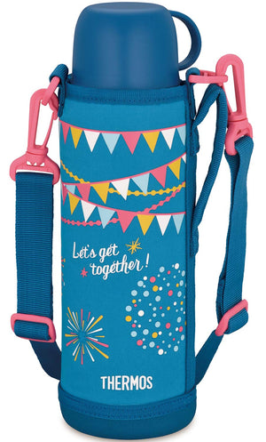 Thermos 1.0L Blue Flag Vacuum Insulated 2 - Way Water Bottle Fho - 1001Wf Bl - F