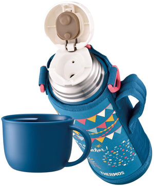 Thermos 1.0L Blue Flag Vacuum Insulated 2 - Way Water Bottle Fho - 1001Wf Bl - F