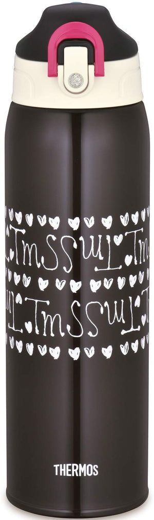 Thermos 1.0L Chocolate Heart Vacuum Insulated Water Bottle FHO - 1001WF CH - H